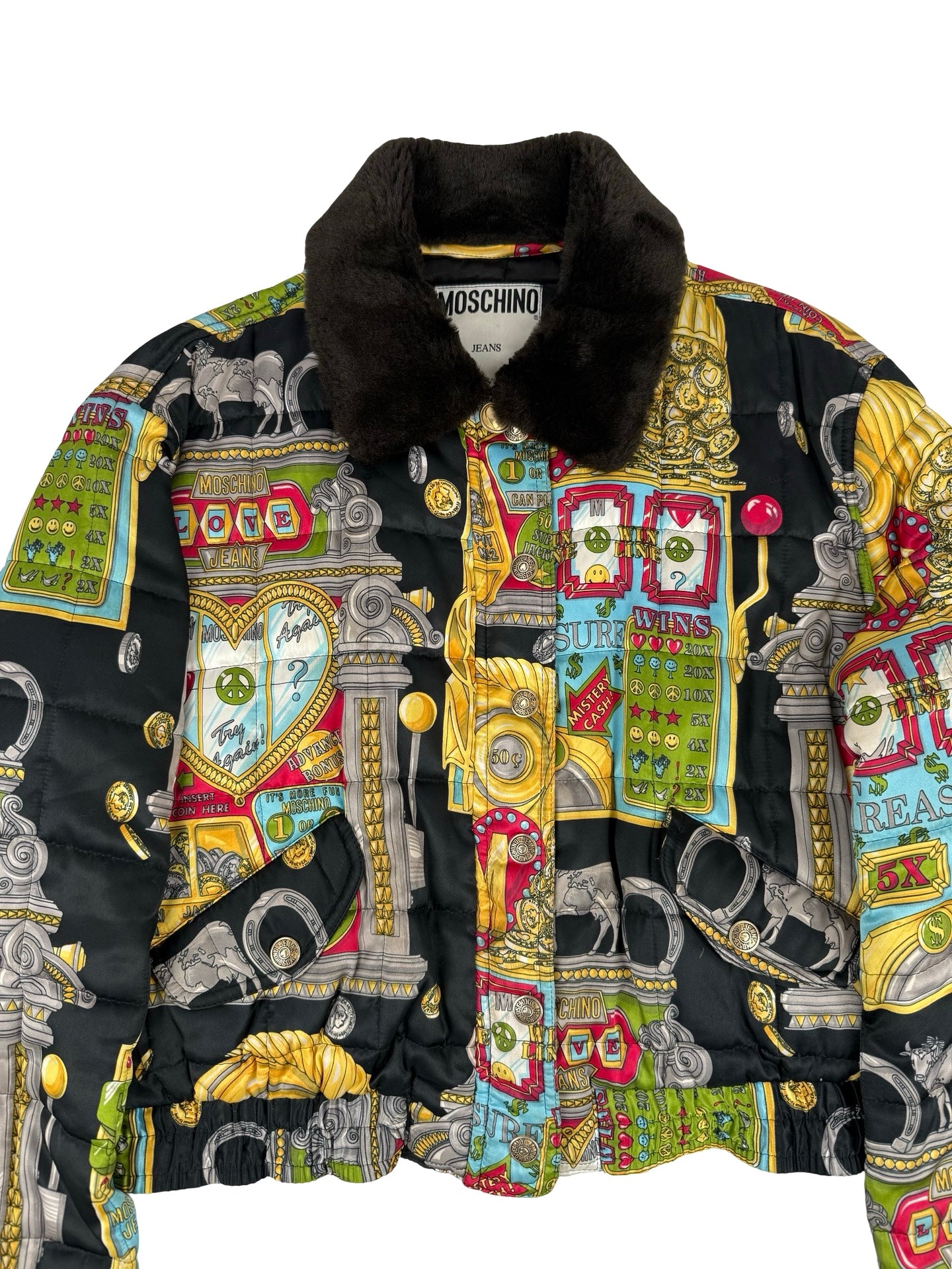 Moschino casino pin ball puffer jacket