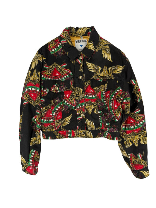 Moschino Italy love heart denim jacket