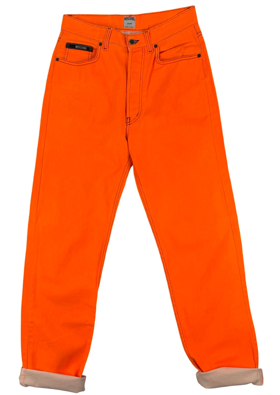 Fluorescent orange moschino jeans