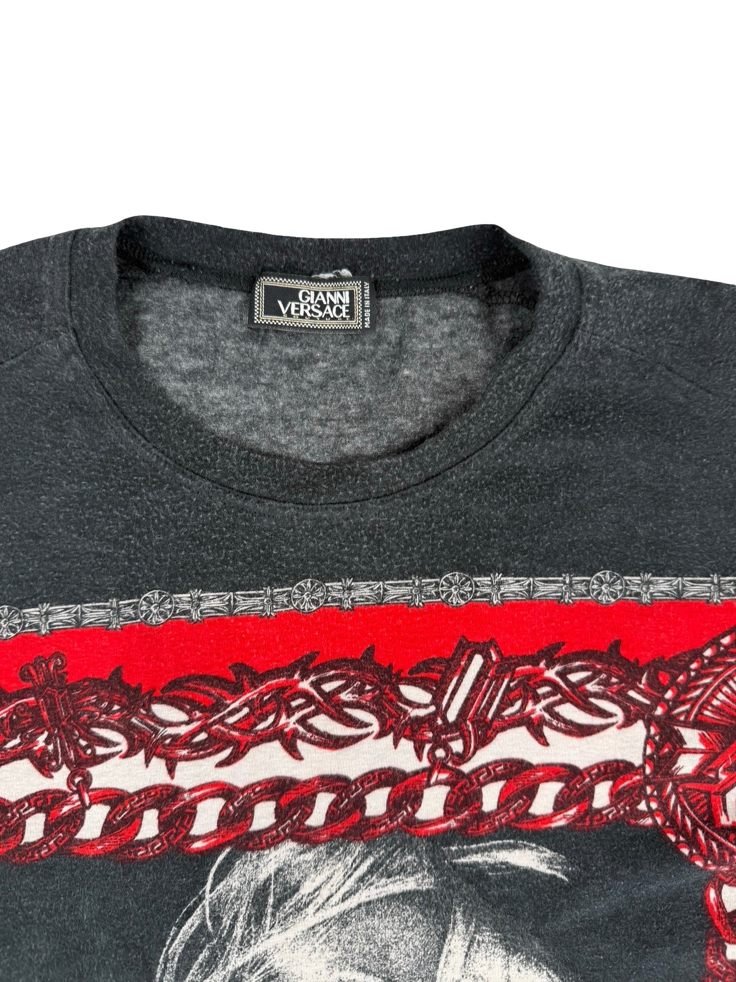Gianni versace Black & red graphic donatella versace punk barbwire tee