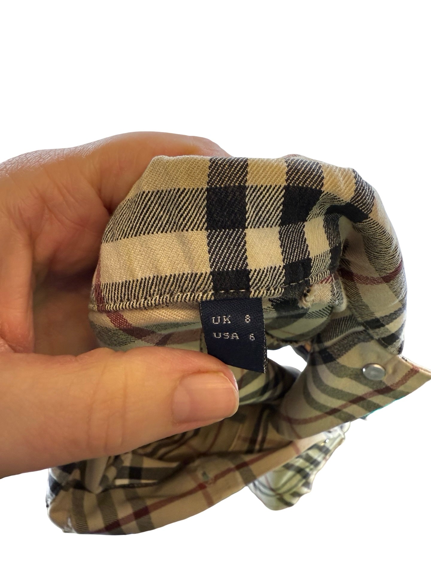 Burberry cream and black plaid cropped jacket