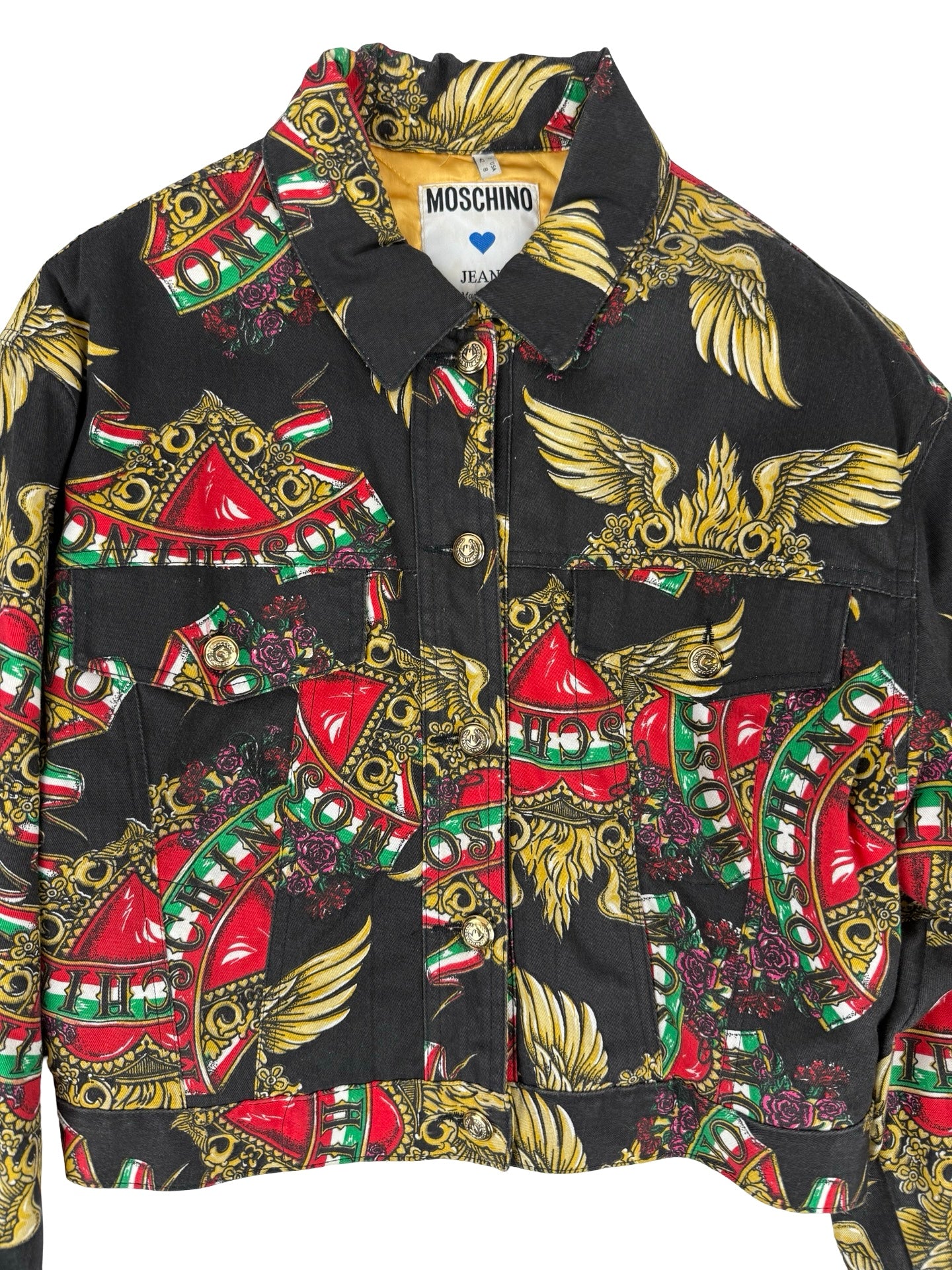 Moschino Italy love heart denim jacket
