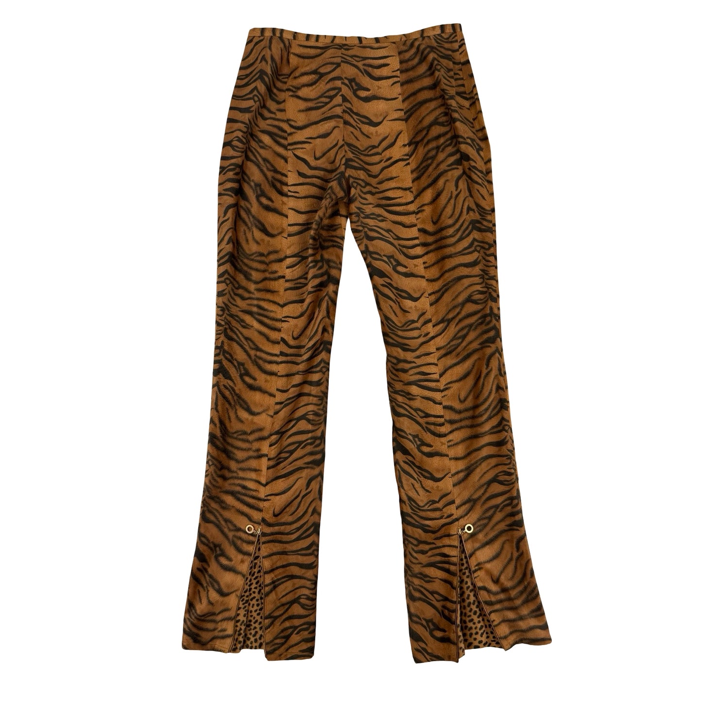 Versace animal print faux fur trousers